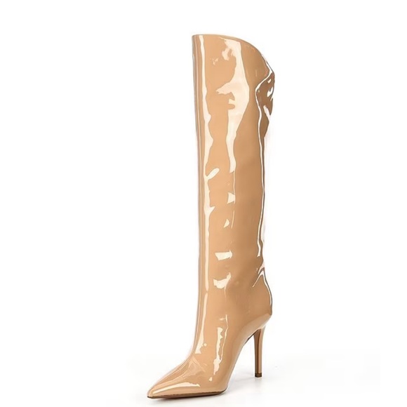 Sarina Patent Pointed Toe Stiletto Boots - Picture 2 of 7